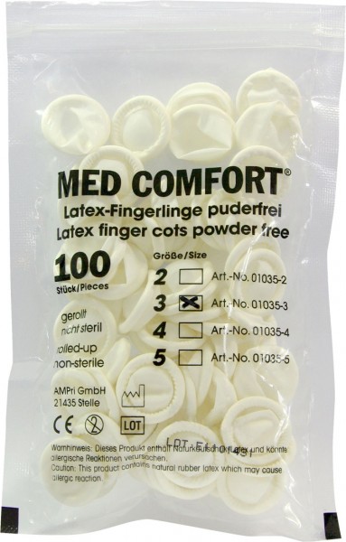MED-COMFORT Latex-Fingerlinge, puderfrei, Beutel à 100 Stück