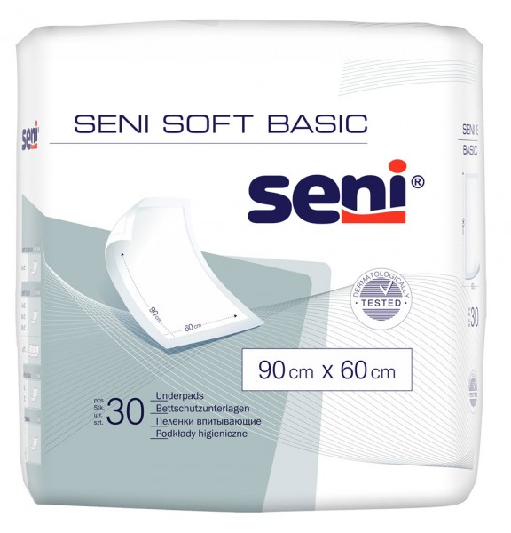 Seni Soft Basic, Bettschutzunterlagen 90x60cm, Krt. 4x30 St.