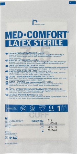 MED-COMFORT STERILE Latex-Handschuhe ungepudert weiß, Box à 50 Paar