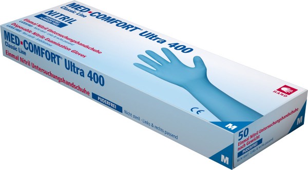 MED-COMFORT BLUE ULTRA 400 Nitril Handschuhe, Box à 50 Stück GR. M ab KW 16 verfügbar