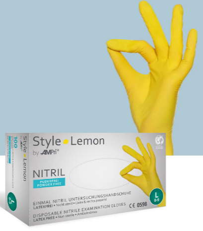 STYLE LEMON Nitril-Handschuhe gelb, Box à 100 Stück