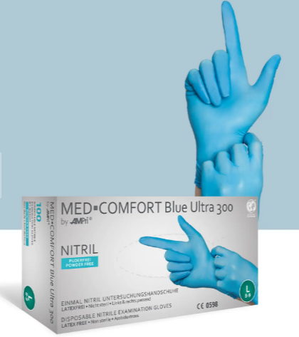 MED-COMFORT BLUE ULTRA 300 Nitril-Handschuh, Box à 100 Stück