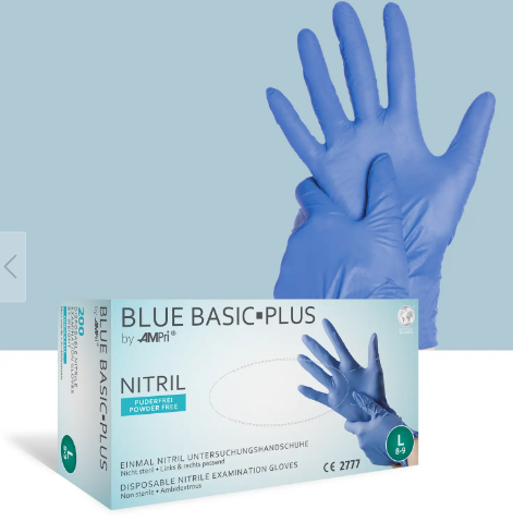 BLUE BASIC PLUS Nitril-Handschuhe blau, Box à 200 Stück