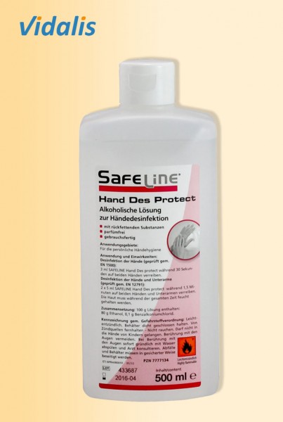 SAFELINE "HAND DES PROTECT" 500-ml Händedesinfektion, 1 Flasche ZULAUF ab KW 29