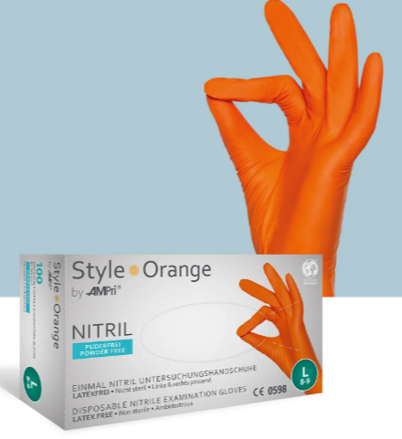 STYLE ORANGE Nitril-Handschuhe orange, Box à 100 Stück